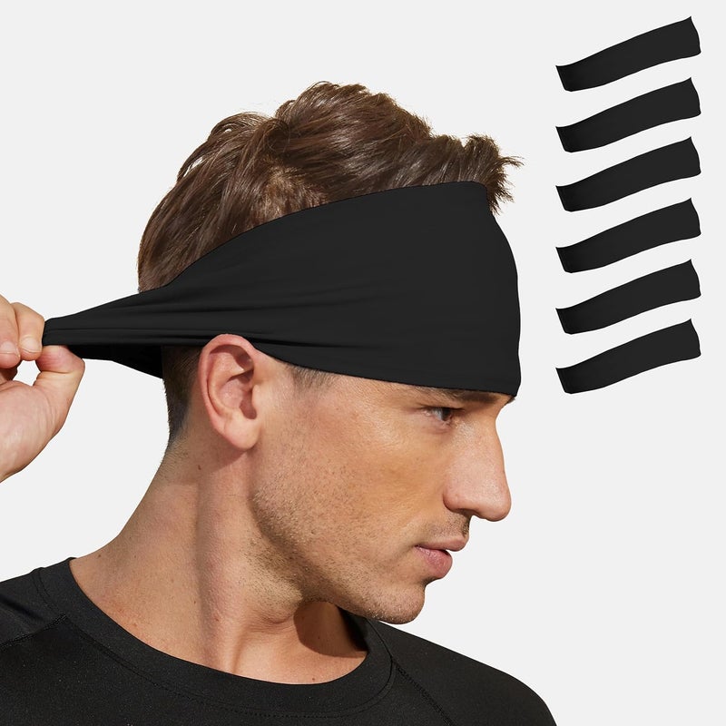 VIMPEP Tenacious Sports Headbands for Men Soft Feeling Non Silp Sweatband Workout Headband for Running,Cycling,Basketball,Tennis,Yoga Fitness Stretchy Quick-Dry Hairband for Unisex (3/4/6 Pack) - Image 1